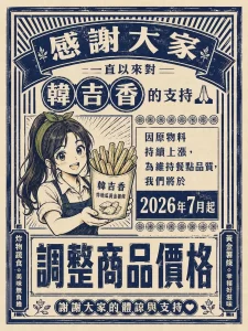Read more about the article 商品價格調整公告