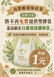 Read more about the article 響應環保政策｜購物用塑膠袋每個收費 1 元